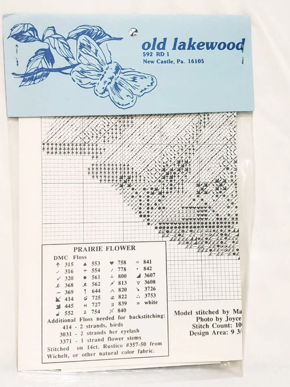Prairie Flower Counted Cross Stitch Pattern Old Lakewood Designs 1992
